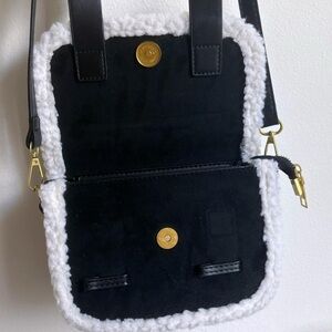 SHEIN Black and White Crossbody Bag with Sherpa Trim